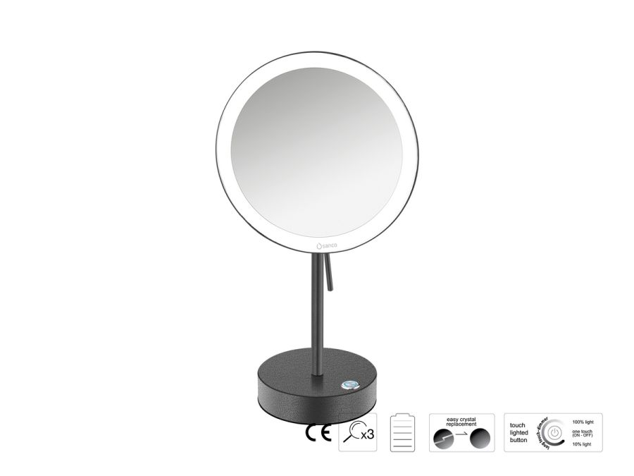 Sanco LED Cosmetic mirrors LED Επικαθήμενος Καθρέπτης μεγεθυντικός x3 Σκούρο γραφίτη MRLED-903-122