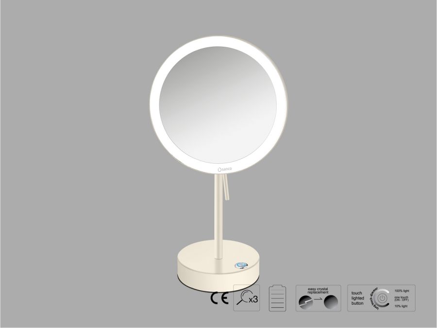 Sanco LED Cosmetic mirrors LED Επικαθήμενος Καθρέπτης μεγεθυντικός x3 Μπεζ ματ MRLED-903-Μ102