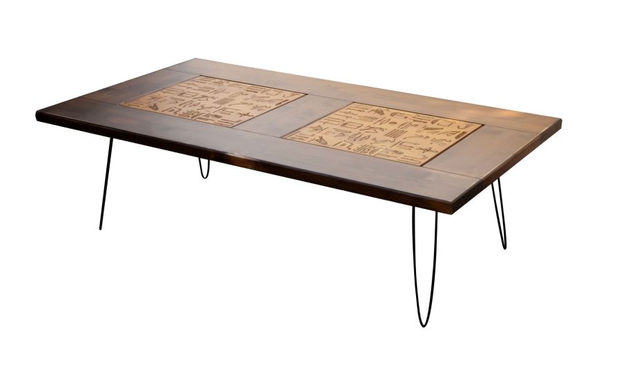 Τραπεζάκι Σαλονιού Πάπυρος 37x130x70cm Καφέ Ξύλό Μέταλλο MDF HL- HD 40S # ARlight 7303014