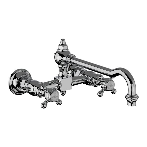 Horus Julia Victoria Julia Victoria Classic Collection - 2 Hole Wall Mounted Kitchen Mixer / No Waste - Polished Nickel 01.102-NB