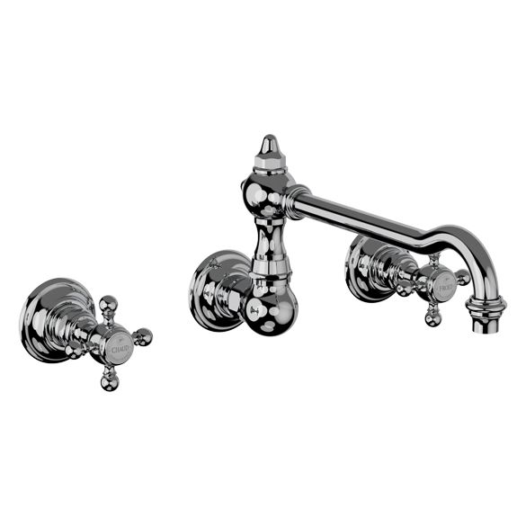 Horus Julia Victoria Julia Victoria Classic Collection - Concealed 3 Hole Wall Mounted Kitchen Mixer / No Waste - Polished Nickel 01.164-NB