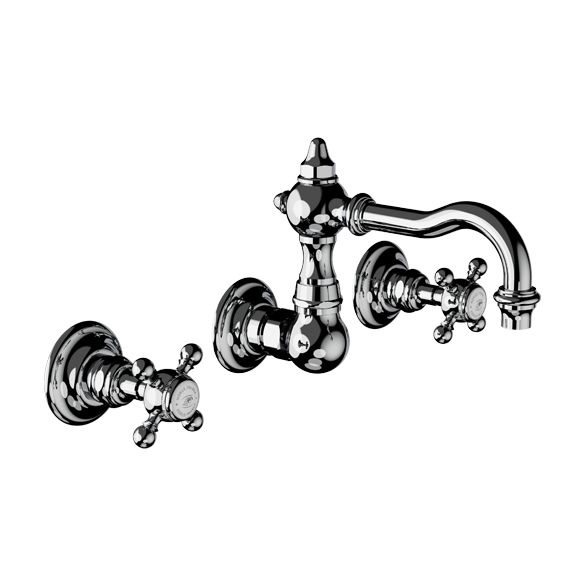 Horus Julia Victoria Julia Victoria Classic Collection - Wall Mounted 3 Hole Basin Set for Splashback - Chrome 01.272-CH