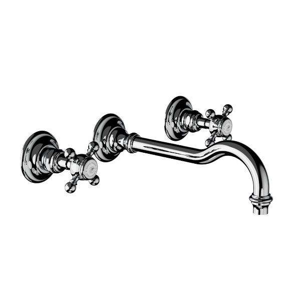 Horus Julia Victoria Julia Victoria Classic Collection - Wall Mounted 3 Hole Basin Set for Splashback - Polished Nickel 01.273-NB