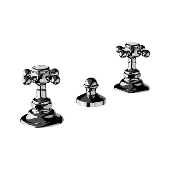 Horus Julia Victoria Julia Victoria Classic Collection - 3 Hole Bidet Set, Spray and Rim Fill Valves with Automatic Pop-up Waste - Matt Nickel 01.358-NM