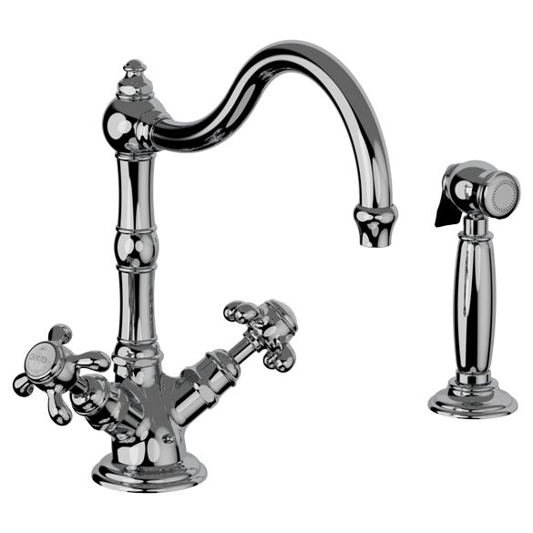 Horus Montmartre Classic Collection - Mono Kitchen Mixer with Deck Side Handspray / No Waste - Polished Nickel 07.123-NB