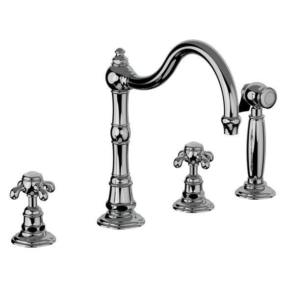 Horus Montmartre Classic Collection - 3-hole Kitchen Mixer with Deck Side Handspray / No Waste - Matt Nickel 07.124-NM