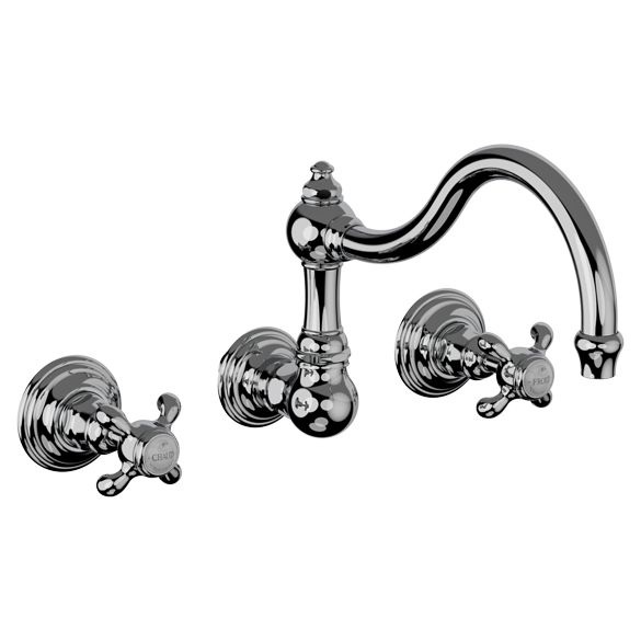 Horus Montmartre Classic Collection - Concealed 3 Hole Wall Mounted Kitchen Mixer / No Waste - Polished Nickel 07.164-NB