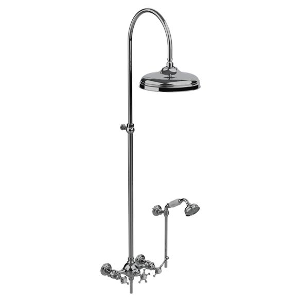 Horus Anthea Classic Collection - Complete Wall Shower Mixer Centers 175 ± 30 Mm, Showerhead Ø 220 Mm - Matt Nickel 10.544-NM