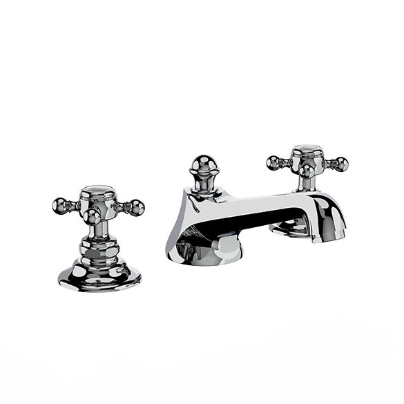 Horus Ascott Classic Collection - 3 Hole Basin Set Small Spout with Pop-up Waste, Flexible Hoses - Polished Nickel 20.260-NB
