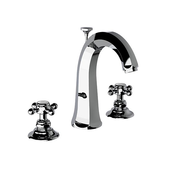 Horus Ascott Classic Collection - 3 Hole Basin Set High Spout with Pop-up Waste, Flexible Hoses - Chrome 20.261-CH