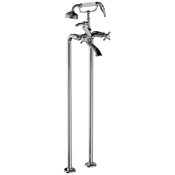 Horus Coventry Classic Collection - Complete Mixer + Pipes for Free Standing Bath - Polished Nickel 28.498-NB