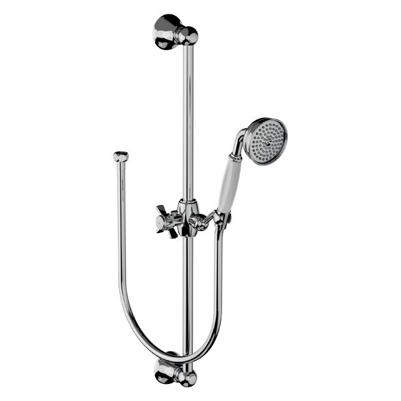 Horus Coventry Classic Collection - Wall Shower Set with Handspray, Flexible, Brass Rail - Chrome 28.542-CH