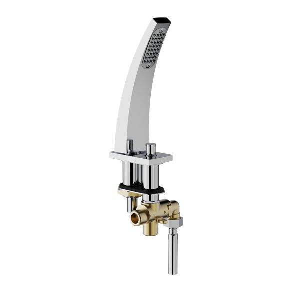 Horus Nouvelle Vague “part of Contemporary Collection - Deck Mounted Pull up Handset with Diverter & Flexible - Metal Gun 40.777-CF