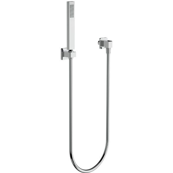 Horus Echo Equinox316 Collection - Wall Union Shower Set with Solidbrass Handshower, Wall Hook, Design Flexible Hose on Swivel Nut - Metal Gun 43.590-CF
