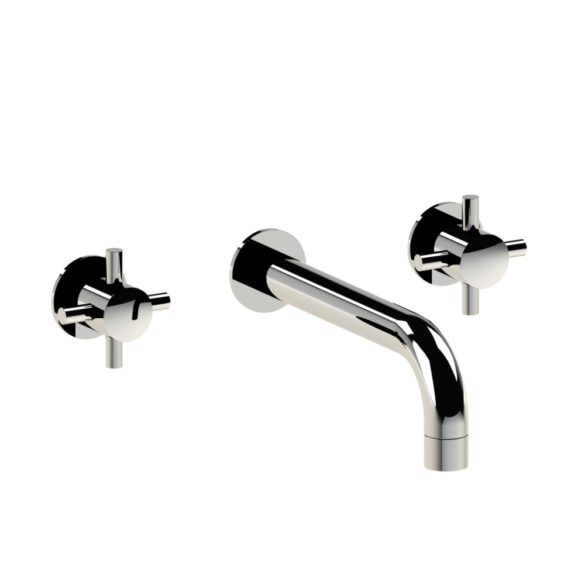 Horus Minoé Contemporary Collection - Wall Mounted 3 Hole Basin Set - for Splashback - Satin Brass 47.273-LS