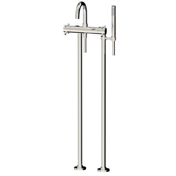Horus Minoé Contemporary Collection - Complete Thermostatic Bath-shower Mixer with Pipes for Free Standing Bath - Chrome 47.798-CH