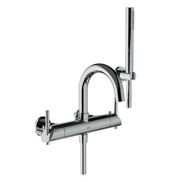 Horus Minoé Contemporary Collection - Complete Set : Complete Exposed Thermostatic Wall Bath-shower Mixer - Satin Brass 49.714-LS