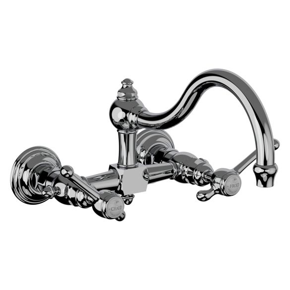 Horus Montmartre Classic Collection - 2 Hole Wall Mounted Kitchen Mixer / No Waste - Polished Nickel 50.102-NB