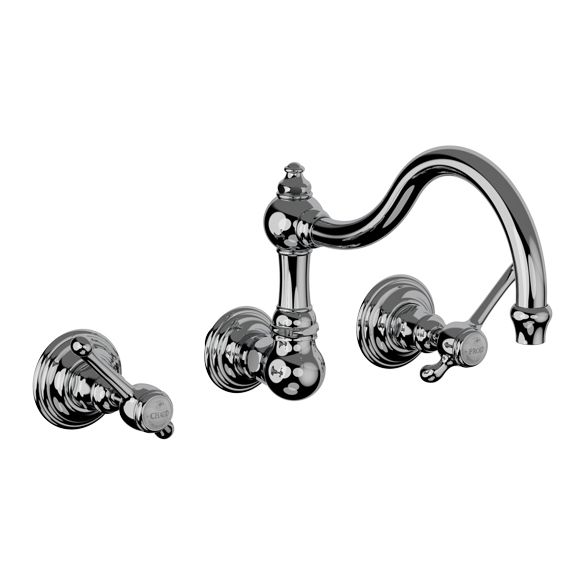 Horus Montmartre Classic Collection - Concealed 3 Hole Wall Mounted Kitchen Mixer / No Waste - Chrome 50.164-CH