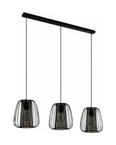 Eglo Curasao Μοντέρνο Κρεμαστό Φωτιστικό Τρίφωτο Ράγα με Ντουί E27 σε Μαύρο Χρώμα 99662