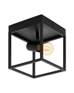 Eglo Silentina Vintage Μεταλλική Πλαφονιέρα Οροφής με Ντουί E27 σε Μαύρο χρώμα 18cm 98331