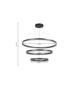 InLight Κρεμαστό φωτιστικό LED 100W 3CCT by switch on base D:60cm 6095-A-Black