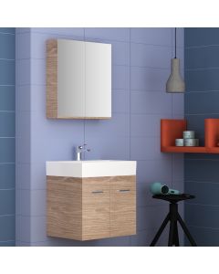 Orabella Amabile 60 - Κρεμαστό Έπιπλο Μπάνιου με πορσελάνινο νιπτήρα Tecla και καθρέπτη ντουλάπι F60162-70143-70104-60162