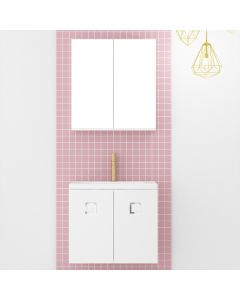 Orabella Mood 60 - Κρεμαστό Έπιπλο Μπάνιου με πορσελάνινο νιπτήρα Tecla και καθρέπτη ντουλάπι F60159-70135-70104-60159