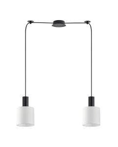 SE21-BL-4-BL2-SH1 ADEPT TUBE Black Pendant White Fabric Shade+ HOMELIGHTING 77-8508