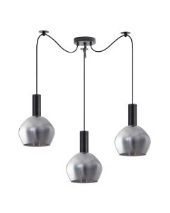 SE21-BL-4-BL3-GL2 ADEPT TUBE Black Pendant Smoked Glass+ HOMELIGHTING 77-8492