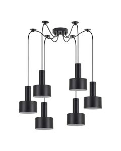 SE21-BL-4-BL6-MS1 ADEPT TUBE Black Pendant Black Metal Shade+ HOMELIGHTING 77-8541