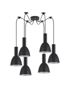 SE21-BL-4-BL6-MS2 ADEPT TUBE Black Pendant Black Metal Shade+ HOMELIGHTING 77-8548