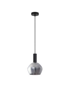 SE21-BL-4-GL2 ADEPT TUBE Black Pendant Smoked Glass+ HOMELIGHTING 77-8490