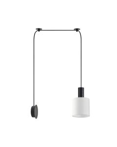 SE21-BL-4-NM1W-SH1 ADEPT TUBE Black Matt Wall Lamp White Fabric Shade+ HOMELIGHTING 77-8810