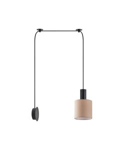 SE21-BL-4-NM1W-SH3 ADEPT TUBE Black Matt Wall Lamp Brown Fabric Shade+ HOMELIGHTING 77-8812