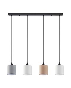 SE21-BL-B10-4BL-SH123 ADEPT FLEX White, Grey, Brown Fabric Shade Pendant+ HOMELIGHTING 77-8962