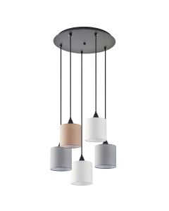 SE21-BL-B10-5BL-SH123 ADEPT FLEX White, Grey, Brown Fabric Shade Pendant+ HOMELIGHTING 77-8961