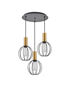 SE21-GM-4-3BL-GR1 ADEPT TUBE Gold Matt Pendant Black Metal Grid+ HOMELIGHTING 77-8628