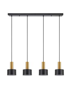 SE21-GM-4-4BL-MS1 ADEPT TUBE Gold Matt Pendant Black Metal Shade+ HOMELIGHTING 77-8637