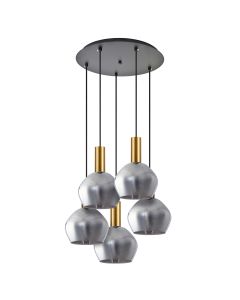 SE21-GM-4-5BL-GL2 ADEPT TUBE Gold Matt Pendant Smoked Glass+ HOMELIGHTING 77-8586