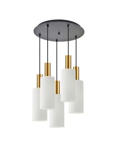 SE21-GM-4-5BL-GL3 ADEPT TUBE Gold Matt Pendant White Glass+ HOMELIGHTING 77-8657