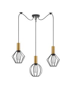 SE21-GM-4-BL3-GR12 ADEPT FLEX Gold Matt Pendant Black Metal Grid+ HOMELIGHTING 77-8939