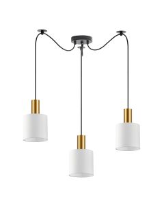 SE21-GM-4-BL3-SH1 ADEPT TUBE Gold Matt Pendant White Fabric Shade+ HOMELIGHTING 77-8598
