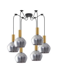 SE21-GM-4-BL6-GL2 ADEPT TUBE Gold Matt Pendant Smoked Glass+ HOMELIGHTING 77-8582
