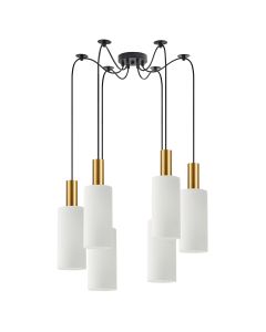 SE21-GM-4-BL6-GL3 ADEPT TUBE Gold Matt Pendant White Glass+ HOMELIGHTING 77-8653