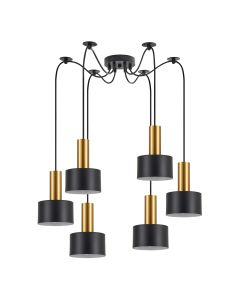 SE21-GM-4-BL6-MS1 ADEPT TUBE Gold Matt Pendant Black Metal Shade+ HOMELIGHTING 77-8632
