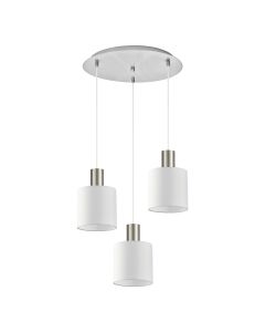 SE21-NM-4-3NM-SH1 ADEPT TUBE Nickel Matt Pendant White Fabric Shade+ HOMELIGHTING 77-8418