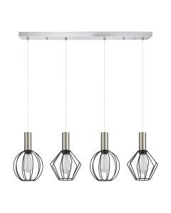 SE21-NM-4-4BL-GR12 ADEPT FLEX Nickel Matt Pendant Black Metal Grid+ HOMELIGHTING 77-8922