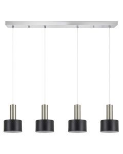 SE21-NM-4-4NM-MS1 ADEPT TUBE Nickel Matt Pendant Black Metal Shade+ HOMELIGHTING 77-8455