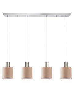 SE21-NM-4-4NM-SH3 ADEPT TUBE Nickel Matt Pendant Brown Fabric Shade+ HOMELIGHTING 77-8434